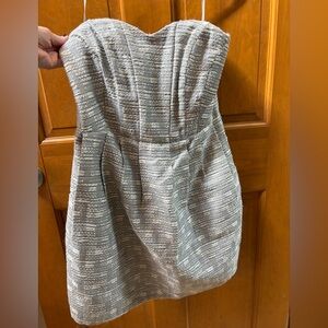 Greylin Strapless Textured Dress in Gray and Cream